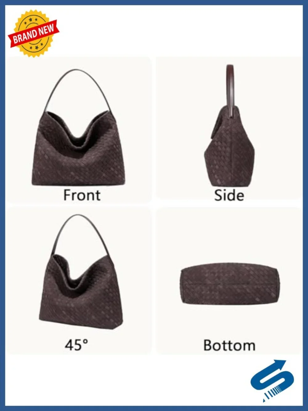 Braided Faux Suede Slouchy Tote Bag Crossbody Shoulder Purse